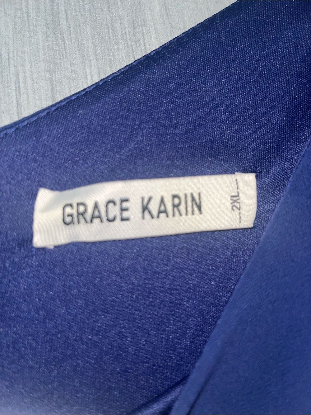 Grace Karin Sz 2XL Navy Blue Mini Shift Dress Flowy Sleeves, evening, plus - Picture 6 of 7